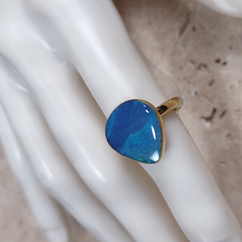 Blue Apatite "Bahia Brazilian" Vermeil Ring